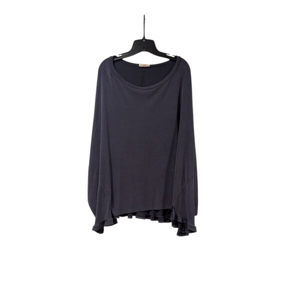 Easel Navy Blue Ruffle Back Soft Dolman Sleeve Blouse Sz L - Picture 1 of 7